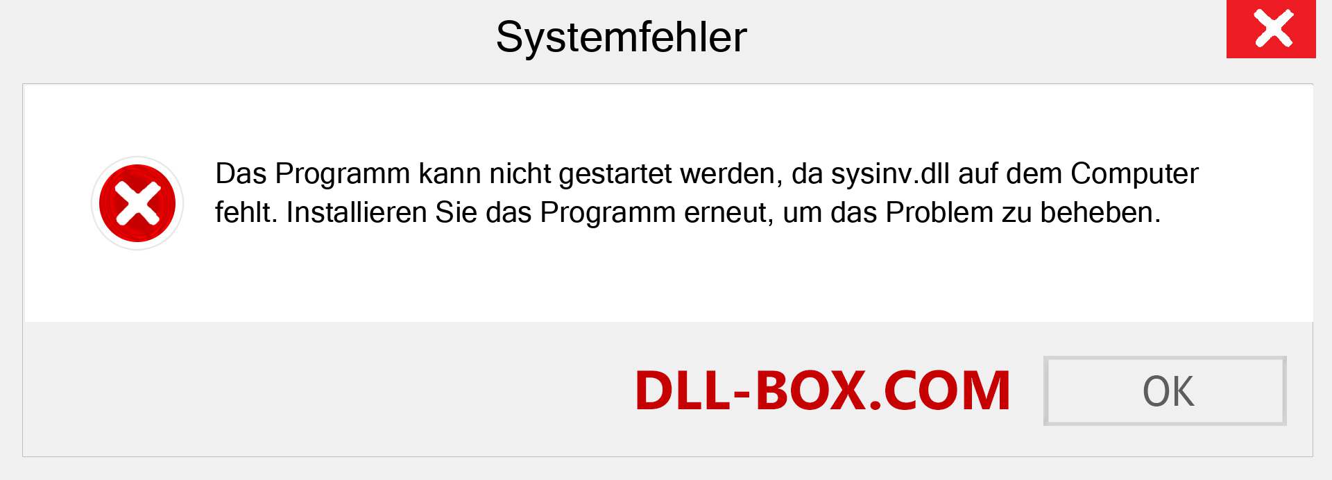 sysinv.dll-Datei fehlt?. Download für Windows 7, 8, 10 - Fix sysinv dll Missing Error unter Windows, Fotos, Bildern